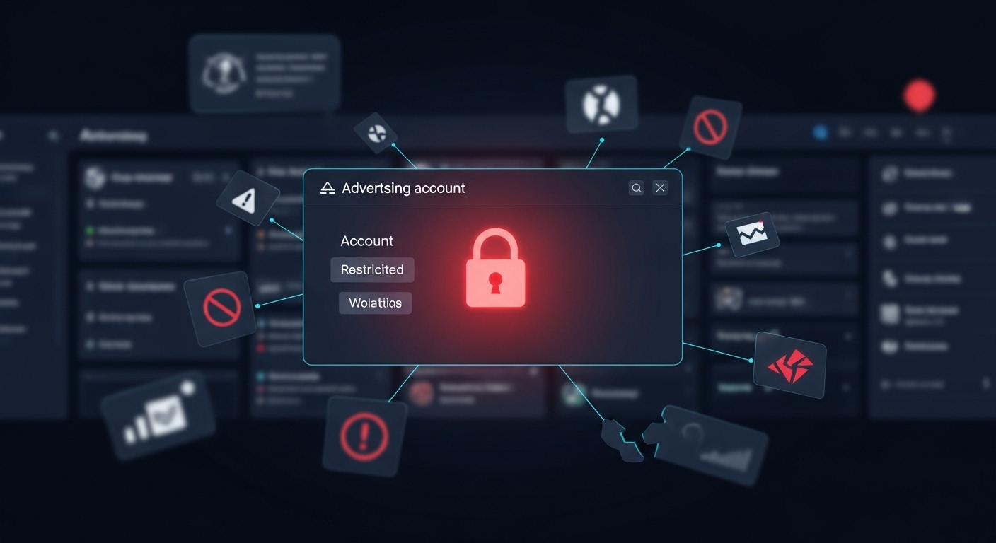 Mô hình minh họa tài khoản bị khóa và hạn chế do vi phạm Chính sách quảng cáo tiktok